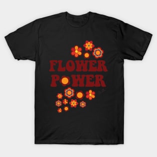 Black Multicolor Flower Power Seamless Repeat Pattern T-Shirt